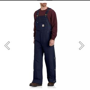 Carhartt Firm Duck Insulated Bib Overall. Loose Fit. Color:Dark Navy. Size Mediu